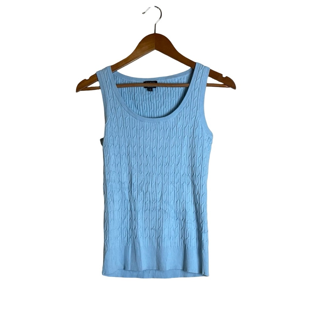 Talbots blue pima‎ cotton cable knit sweater vest. Size small